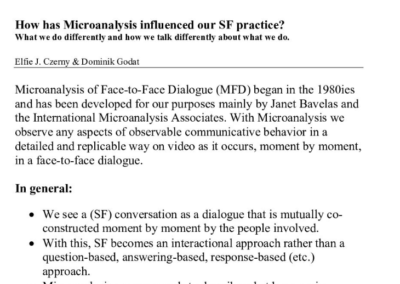 How Microanalysis has influenced our practice – von Elfie J. Czerny & Dominik Godat